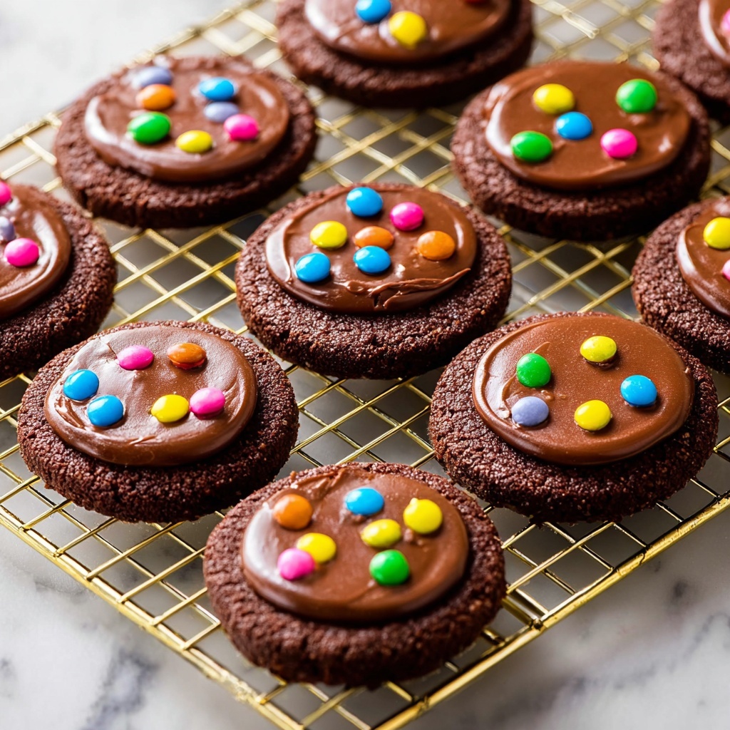 Cosmic Brownie Cookies with Chocolate Ganache and Rainbow Toppings Recipe - Recipe Image